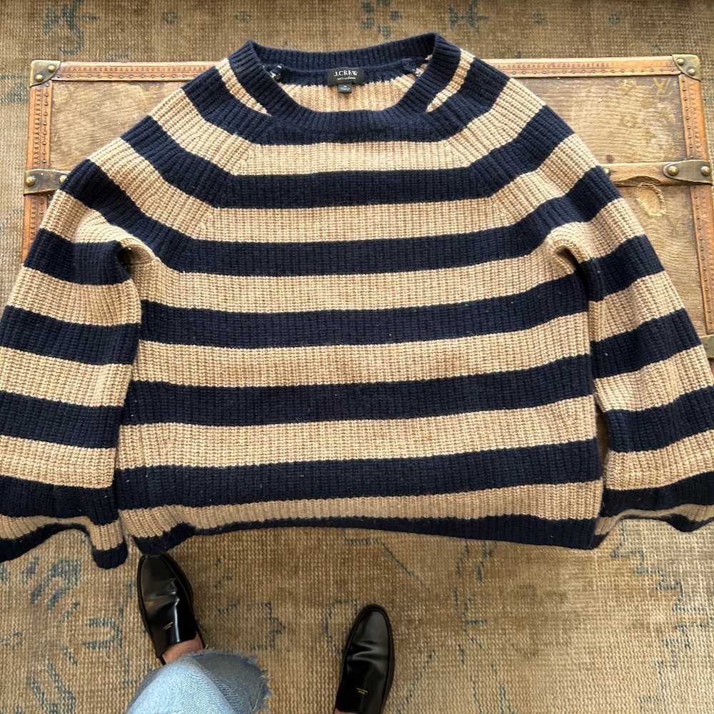 JCrew Cashmere navy striped sweater M